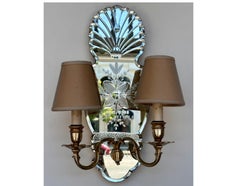 Antique Art Deco Mirrored 2 Light Wall Light Sconce 1 of 2