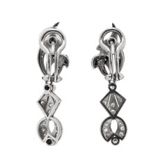 Antique Art Deco Mix Metal Gold Silver Palladium 0.65ct Diamond Dangle Earrings