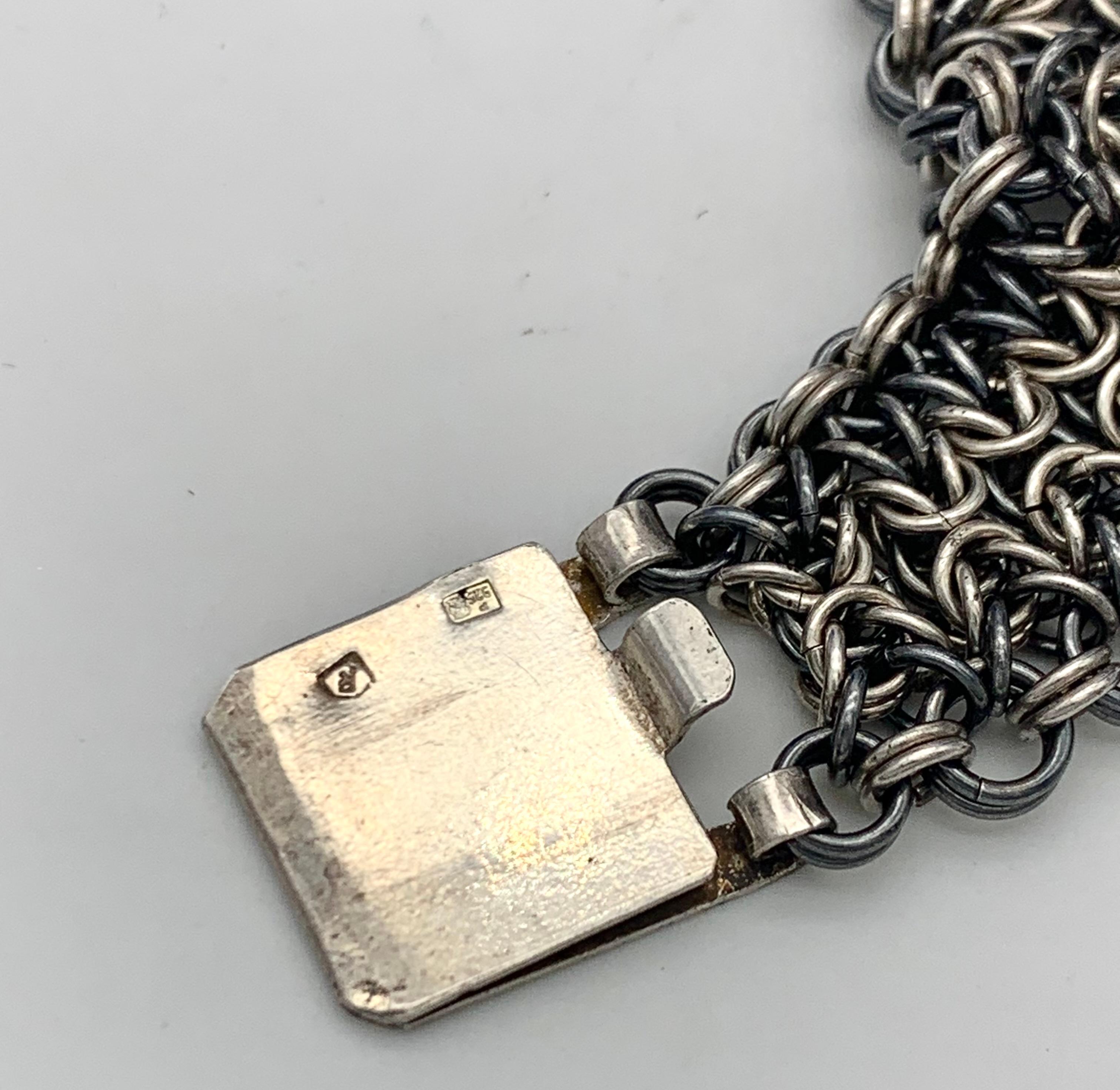 Women's Antique Art Deco Modernist Silver Necklace For Sale