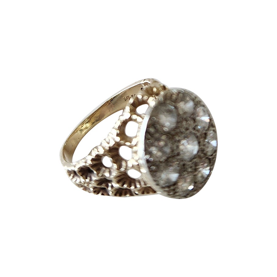 Bague ancienne Art Deco avec diamant naturel en forme de grappe en vente