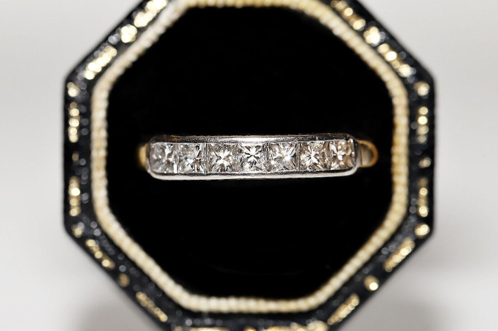 Antique Art Deco Natural Princess Cut Diamond Decorated Band Ring For Sale 8