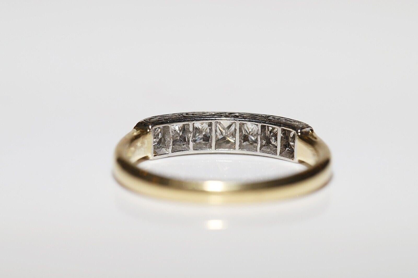 Antique Art Deco Natural Princess Cut Diamond Decorated Band Ring For Sale 2