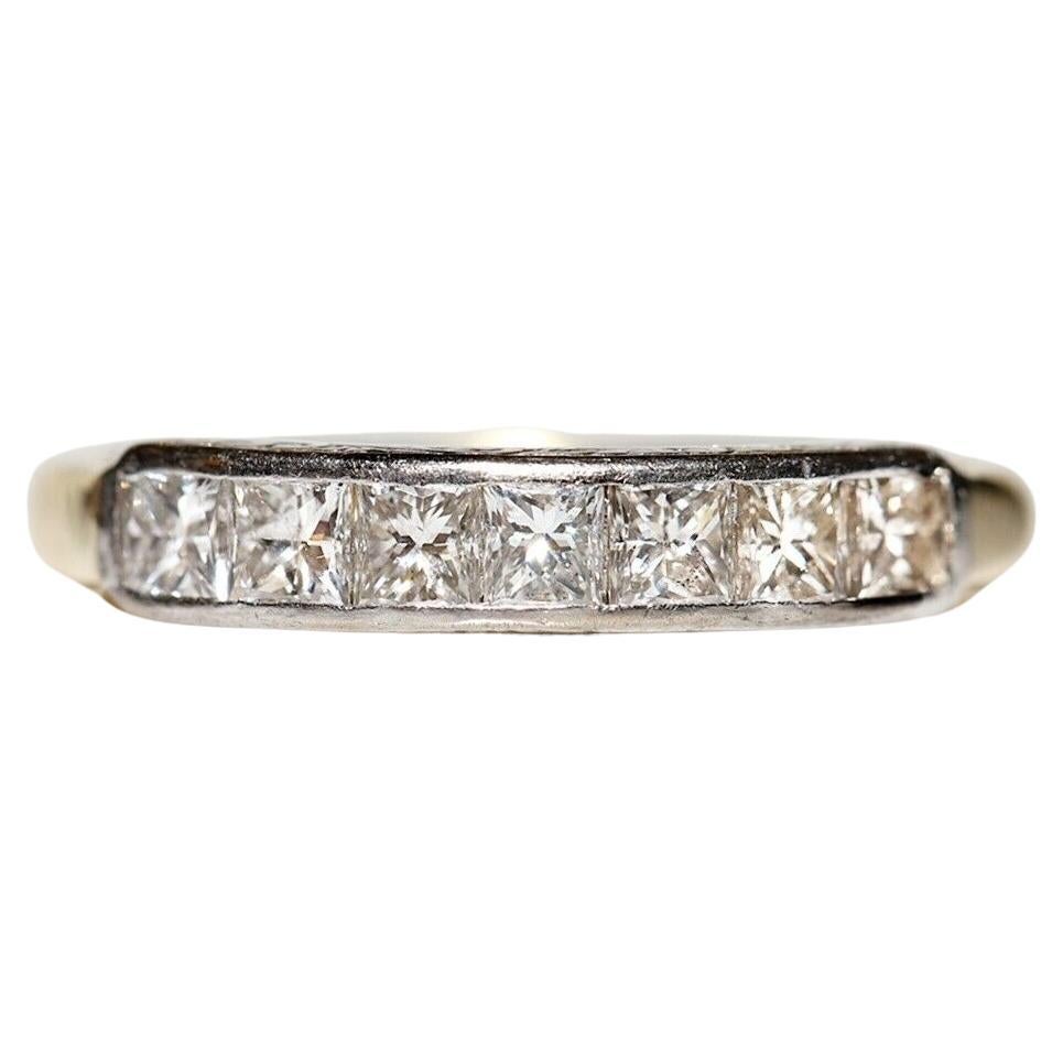 Antique Art Deco Natural Princess Cut Diamond Decorated Band Ring For Sale