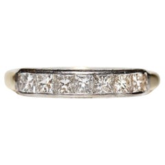 Antique Art Deco Natural Princess Cut Diamond Decorated Band Ring