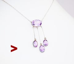 Antique Art Deco Negligee Necklace Amethyst Seed Pearls Silver / 42.5 cm / 4.1 g
