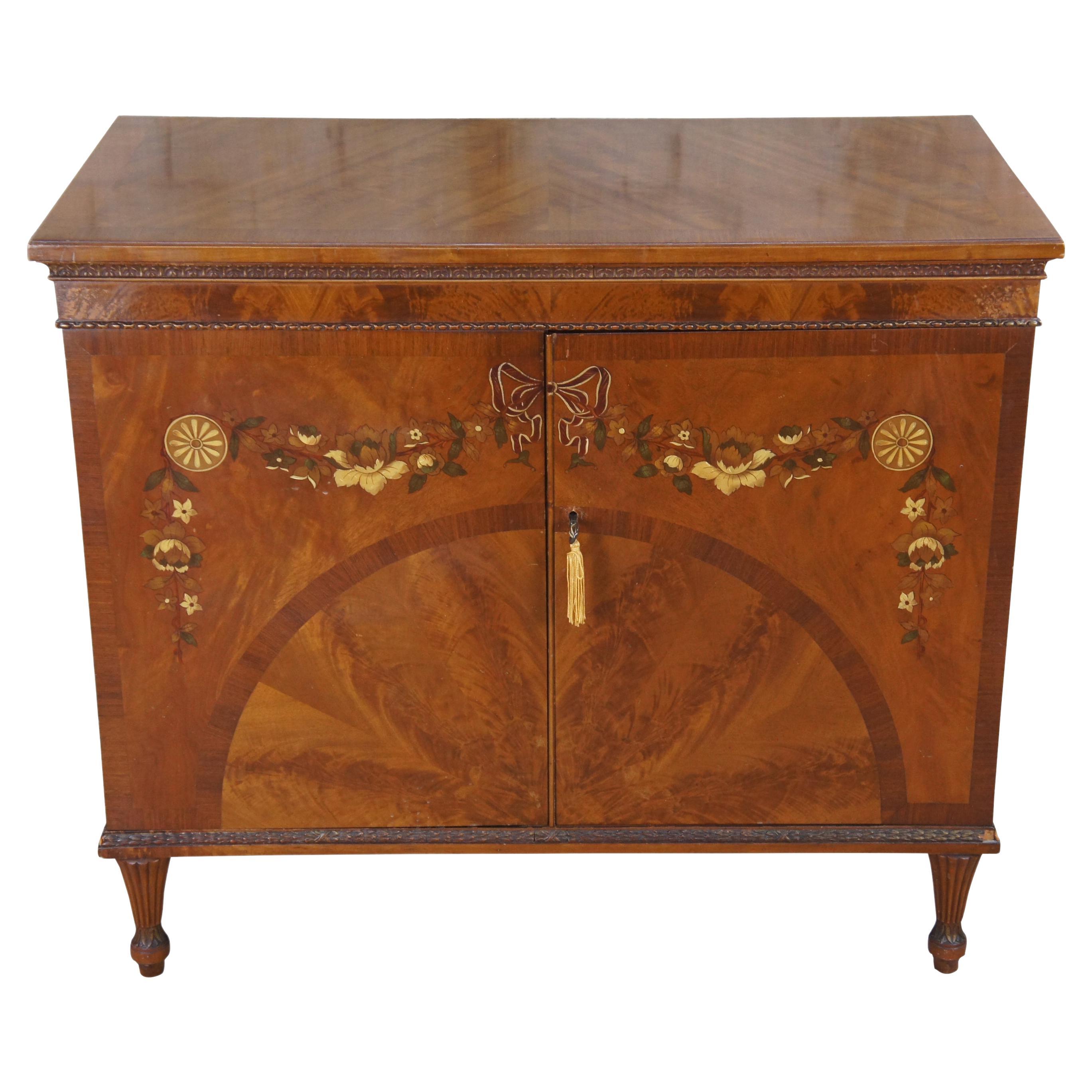 Antique Art Deco Neoclassical Satinwood Buffet Cabinet Sideboard Console 40" For Sale