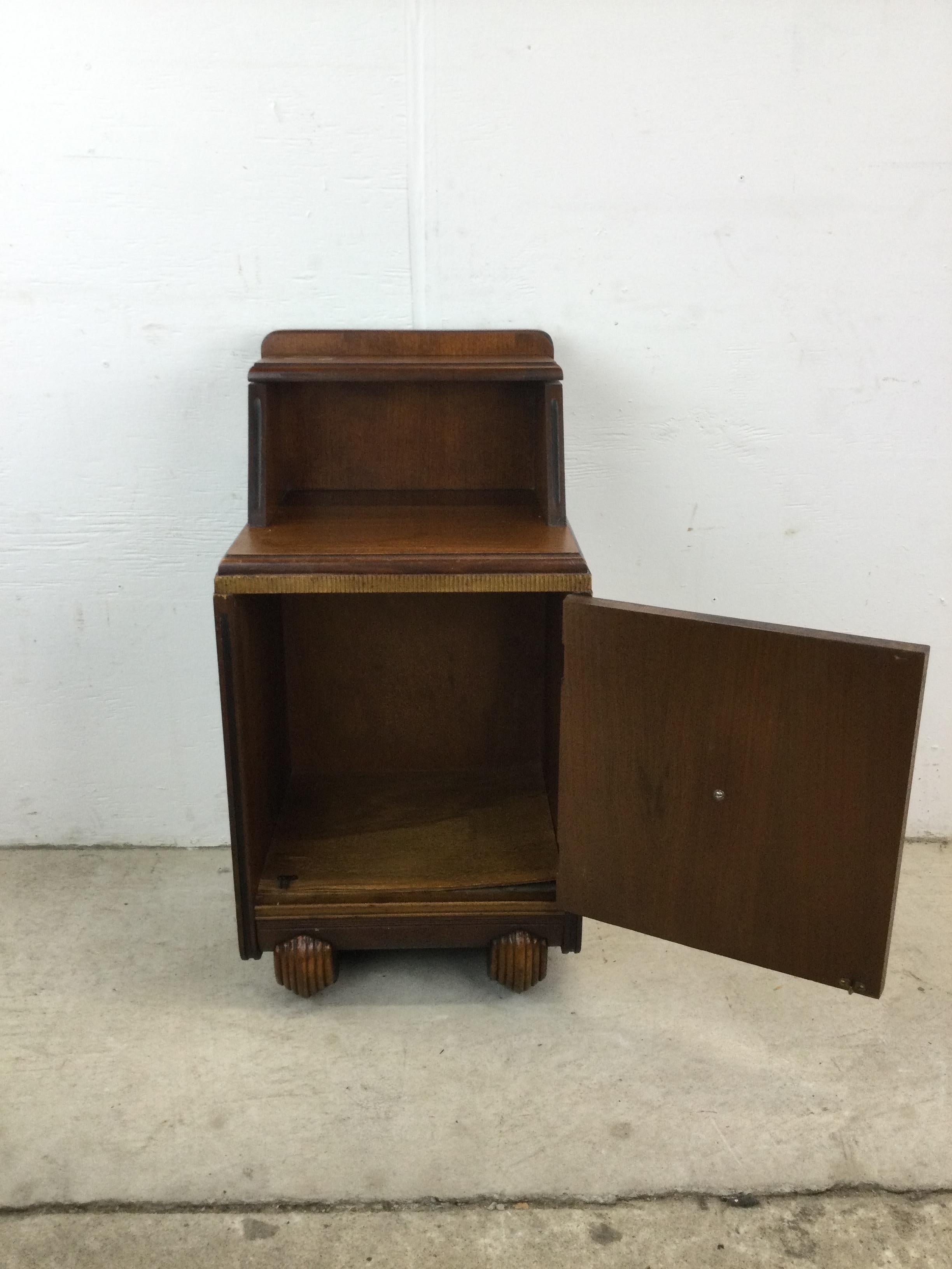 Antique Art Deco Nightstand with Storage Cabinet For Sale 7