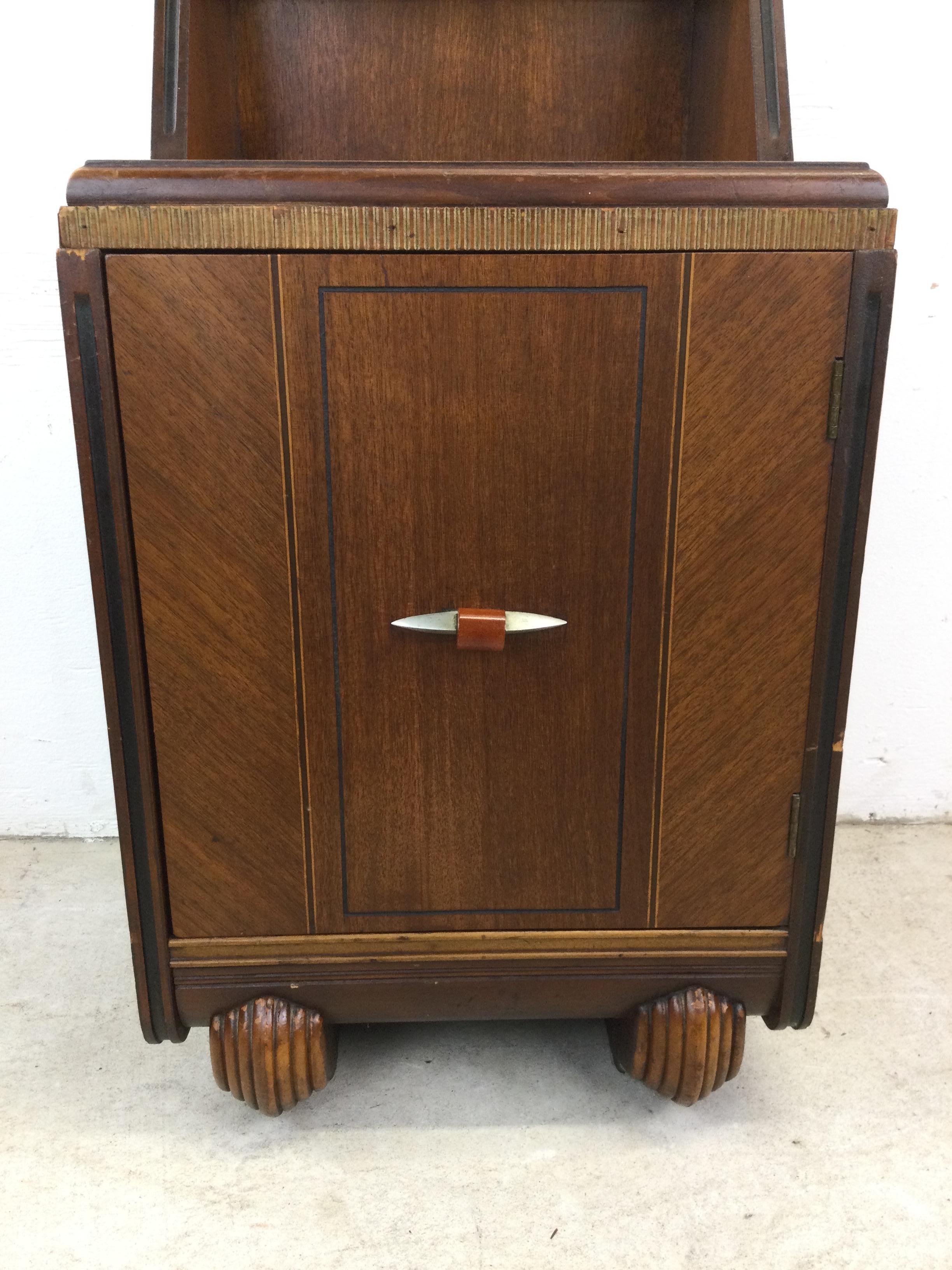 Antique Art Deco Nightstand with Storage Cabinet For Sale 8
