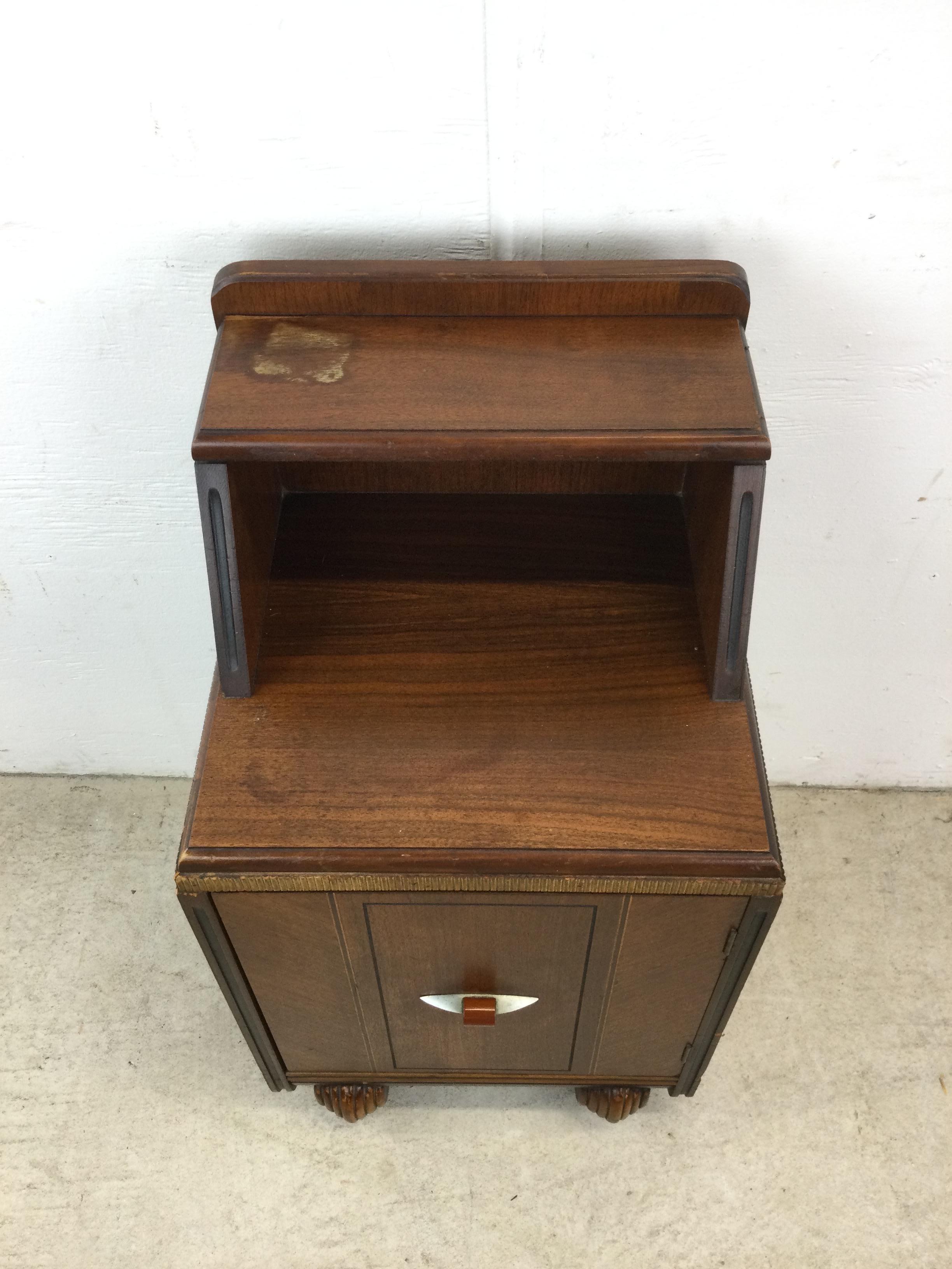 American Antique Art Deco Nightstand with Storage Cabinet For Sale