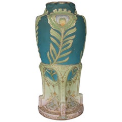 Antique Art Deco Nippon Porcelain Hand Painted and Gilt Coraline Vase