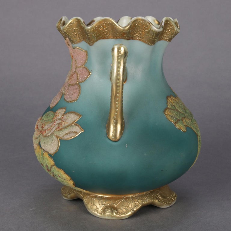Antique Art Deco Nippon Porcelain Hand Painted and Gilt Coraline Vase, circa 1920 at 1stDibs