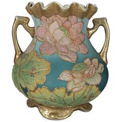 Antique Art Deco Nippon Porcelain Hand Painted & Gilt Coraline Vase, circa 1920