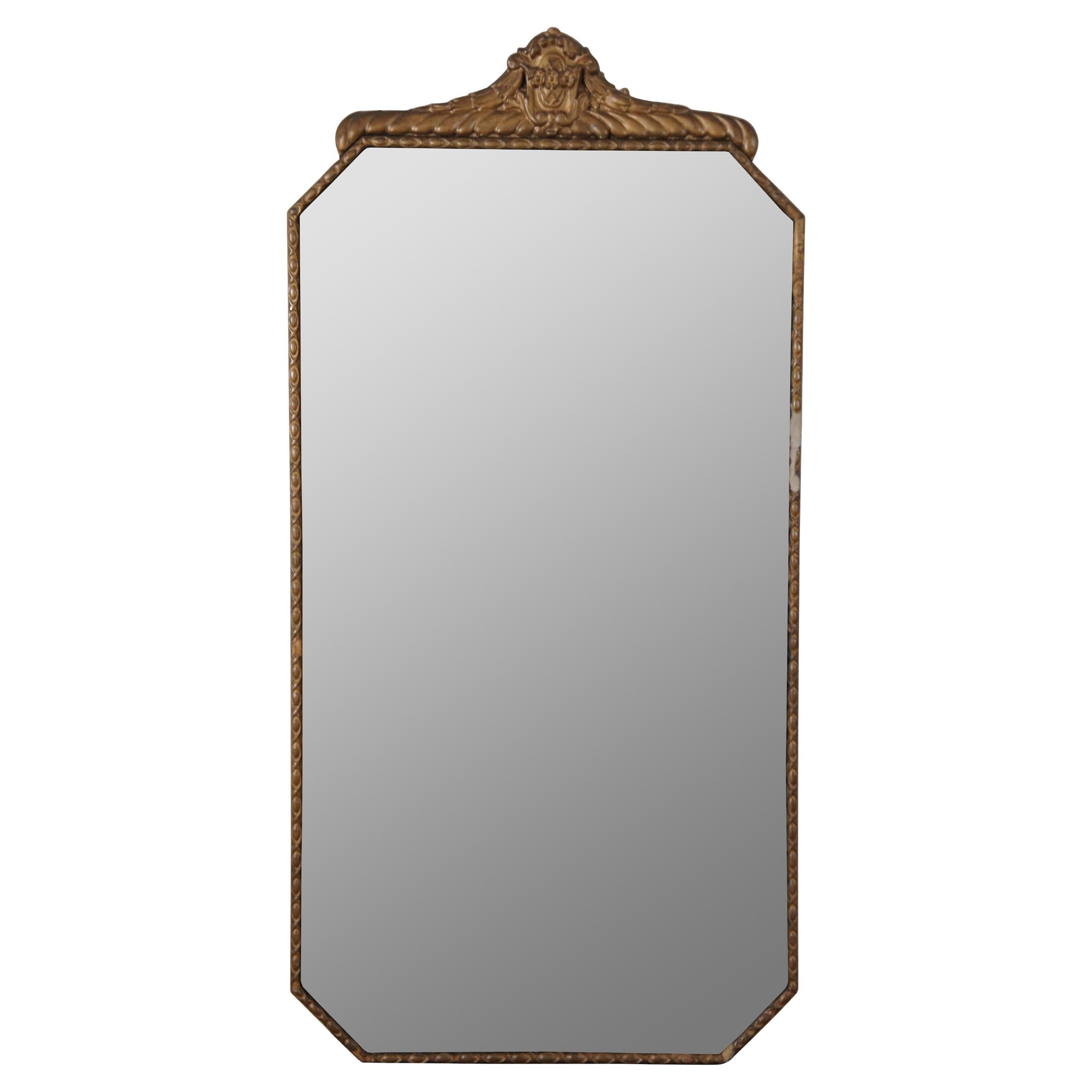 Antique Art Deco Noyer H. Neuer Glass Co Scalloped Gilt Wood Vanity Mirror