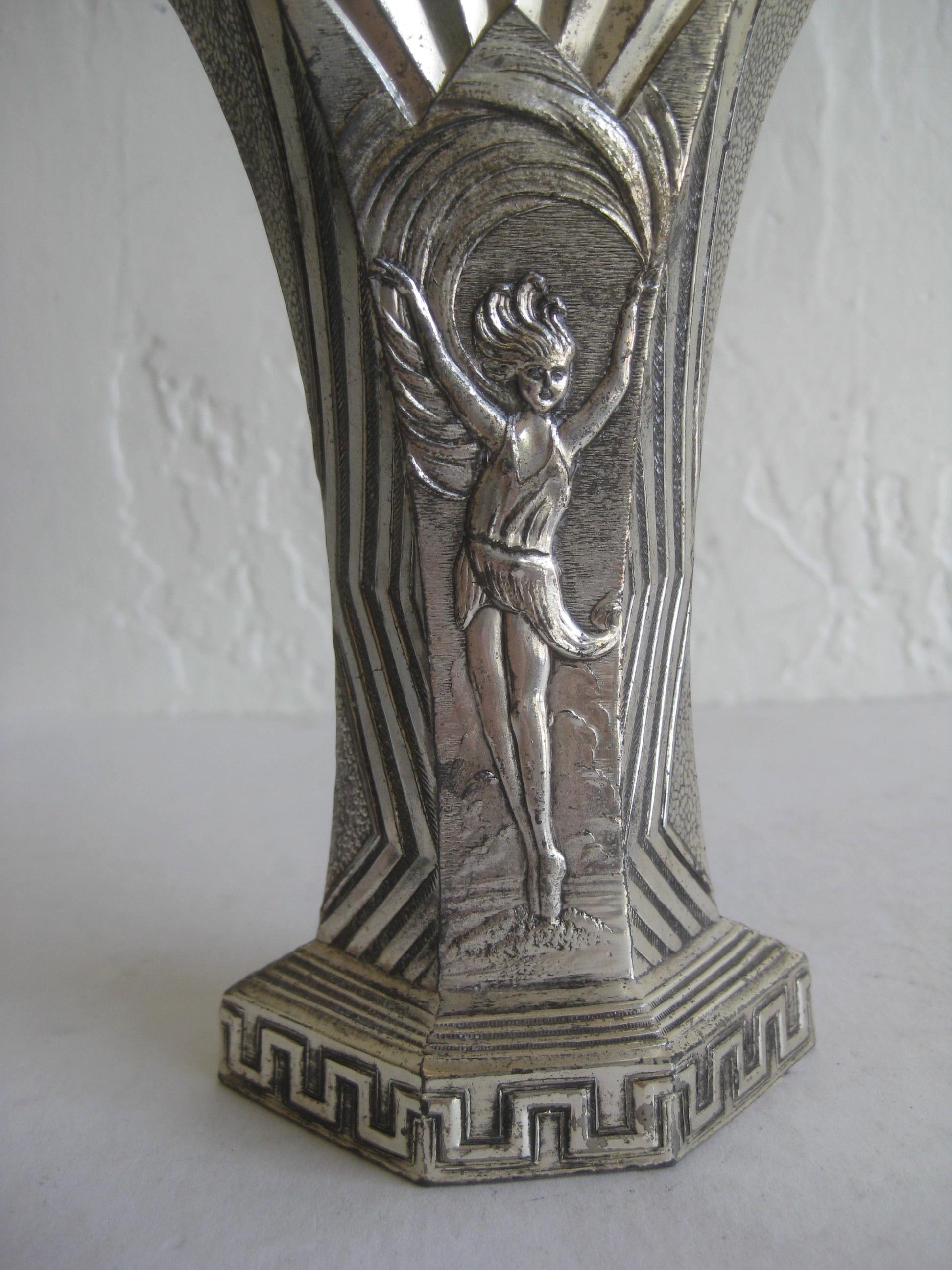 art deco metal vase