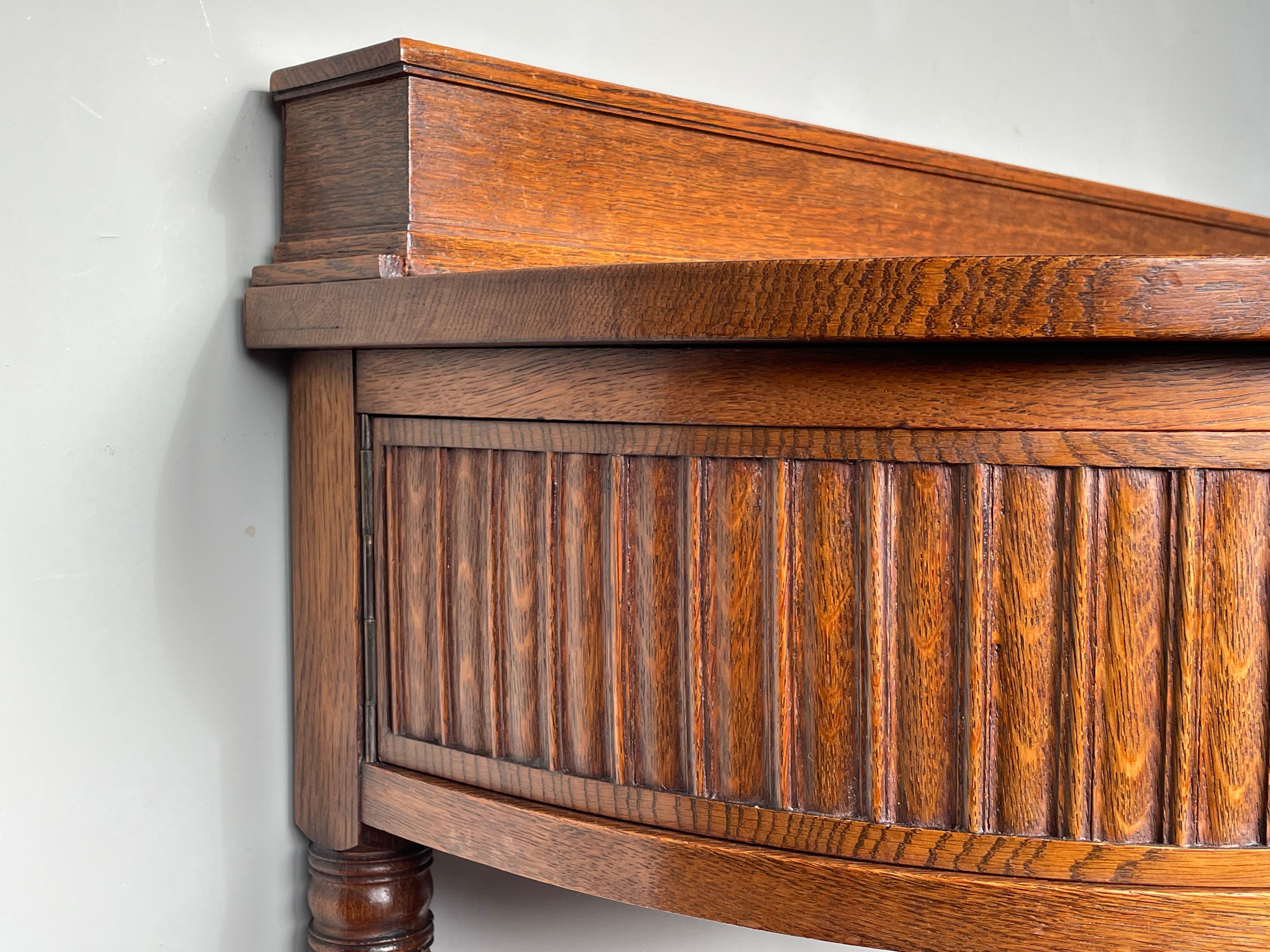 Table d'appoint / console en Oak Antique Art Deco avec tiroirs arrondis et superbe Patina en vente 6