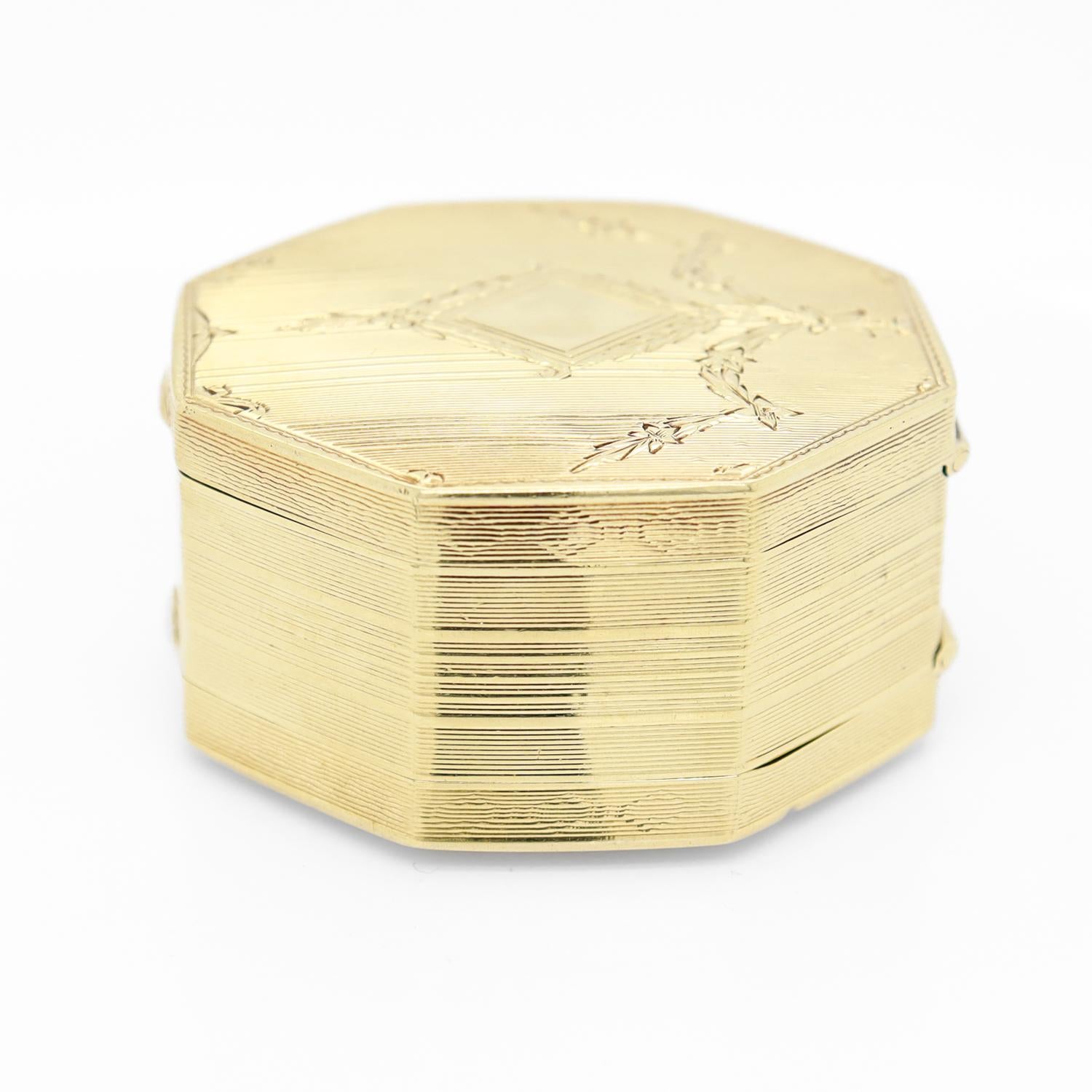 Antike achteckige, achteckige Art-Déco-Damen-Doppel kompakte 14k Gold Damen-Kollektion 6