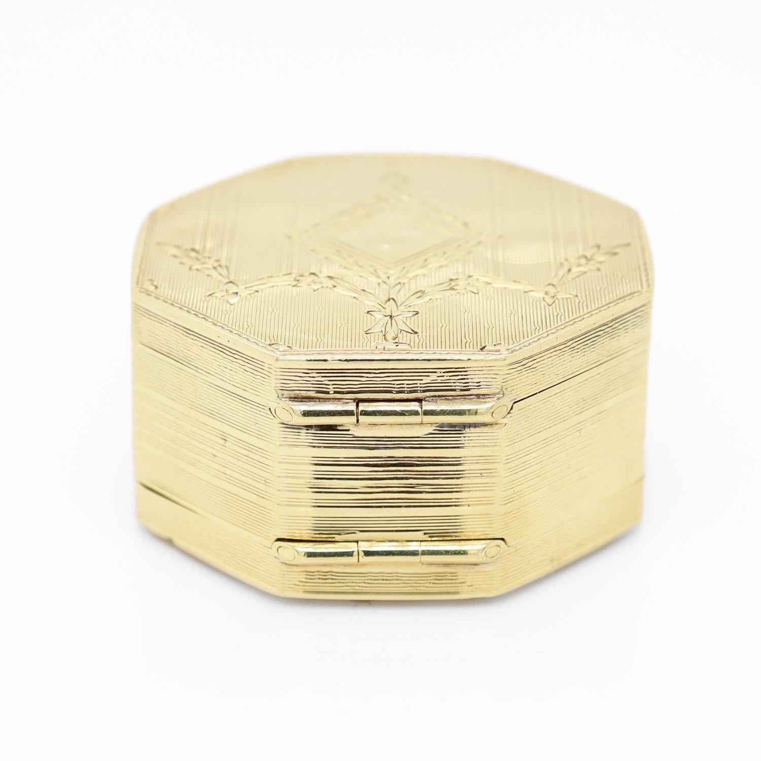 Antike achteckige, achteckige Art-Déco-Damen-Doppel kompakte 14k Gold Damen-Kollektion 7