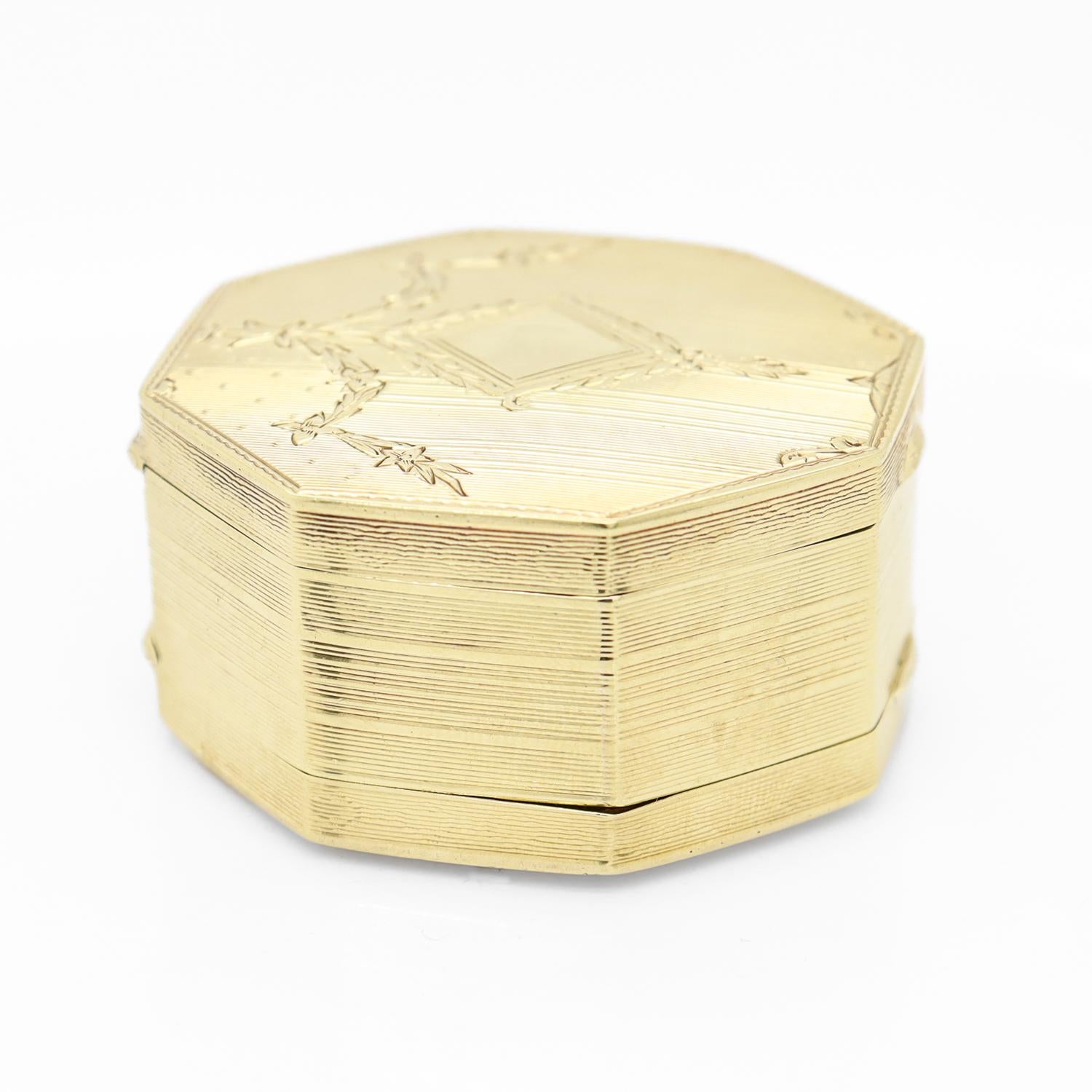 Antike achteckige, achteckige Art-Déco-Damen-Doppel kompakte 14k Gold Damen-Kollektion 8