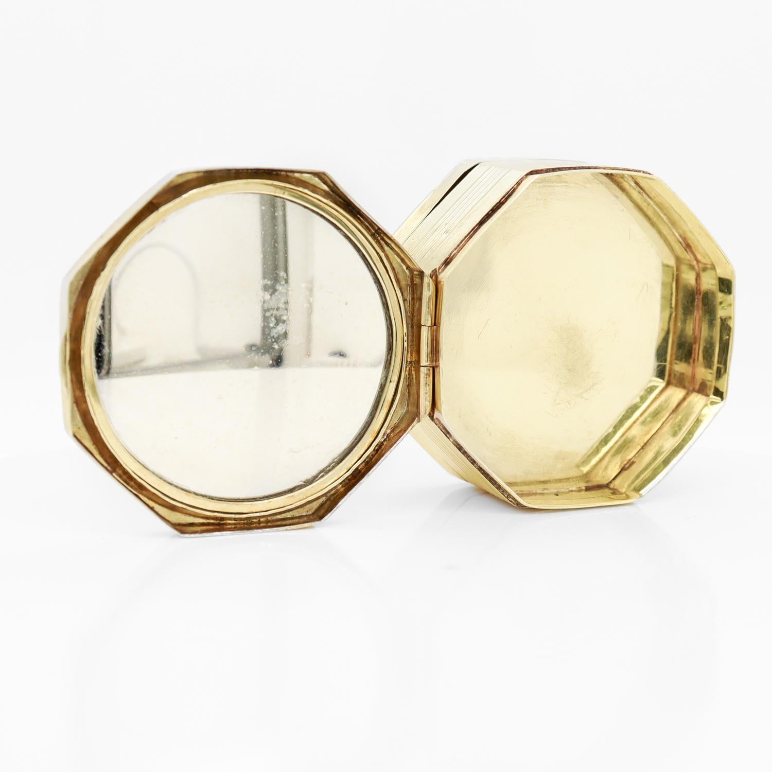 Antike achteckige, achteckige Art-Déco-Damen-Doppel kompakte 14k Gold Damen-Kollektion 11