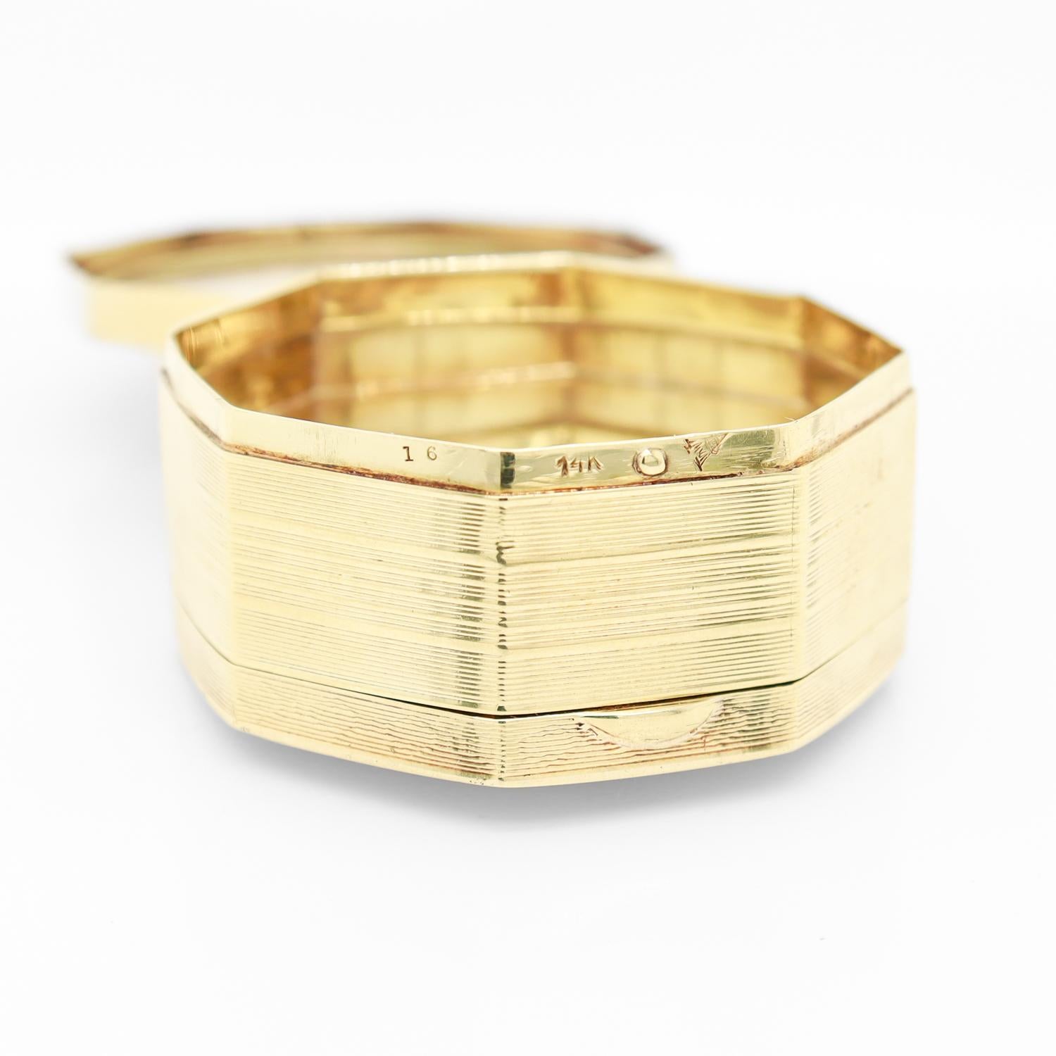 Antike achteckige, achteckige Art-Déco-Damen-Doppel kompakte 14k Gold Damen-Kollektion 14