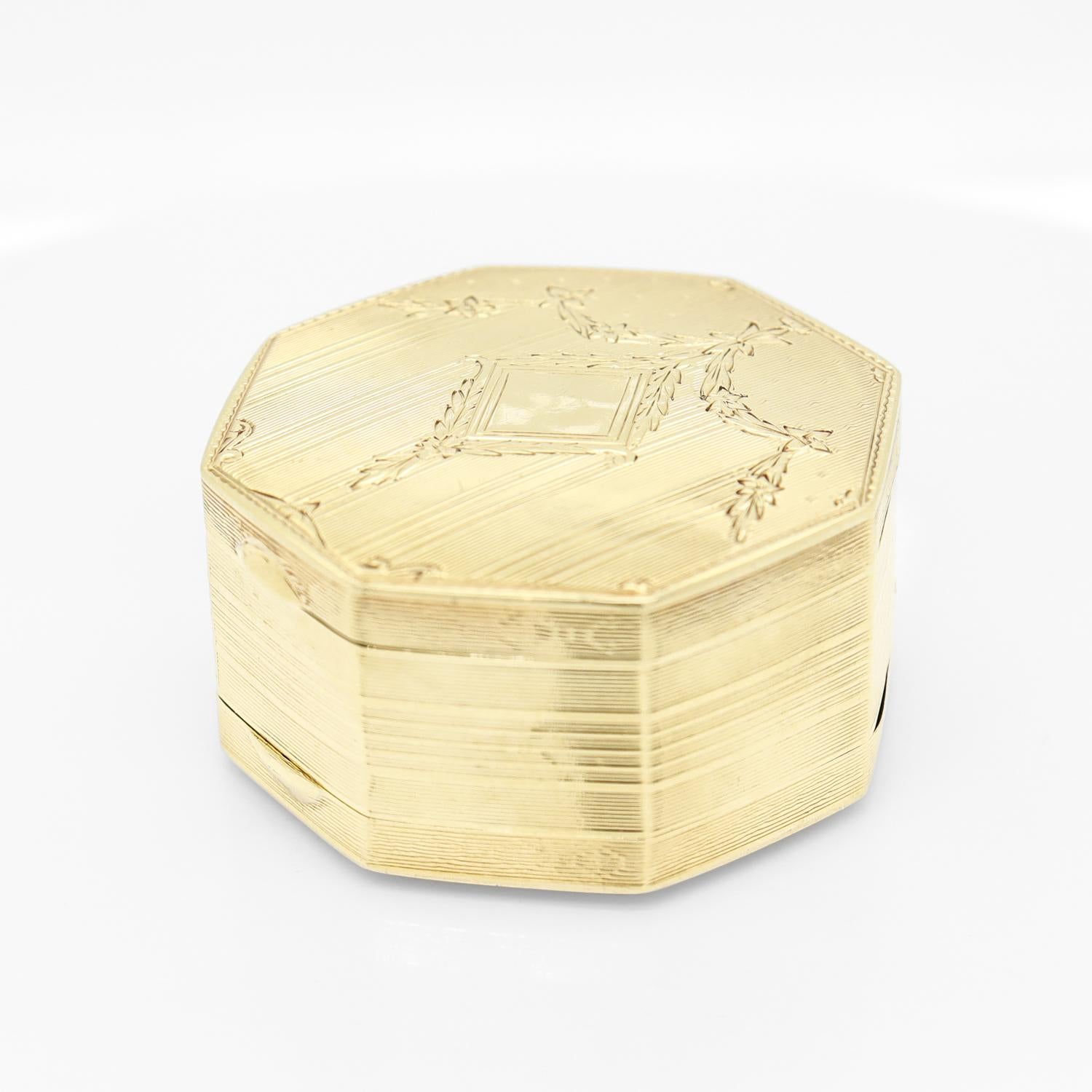 Antike achteckige, achteckige Art-Déco-Damen-Doppel kompakte 14k Gold Damen-Kollektion im Zustand „Gut“ in Philadelphia, PA