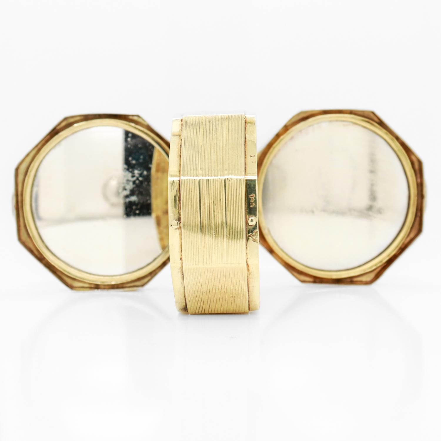 Antike achteckige, achteckige Art-Déco-Damen-Doppel kompakte 14k Gold Damen-Kollektion 2
