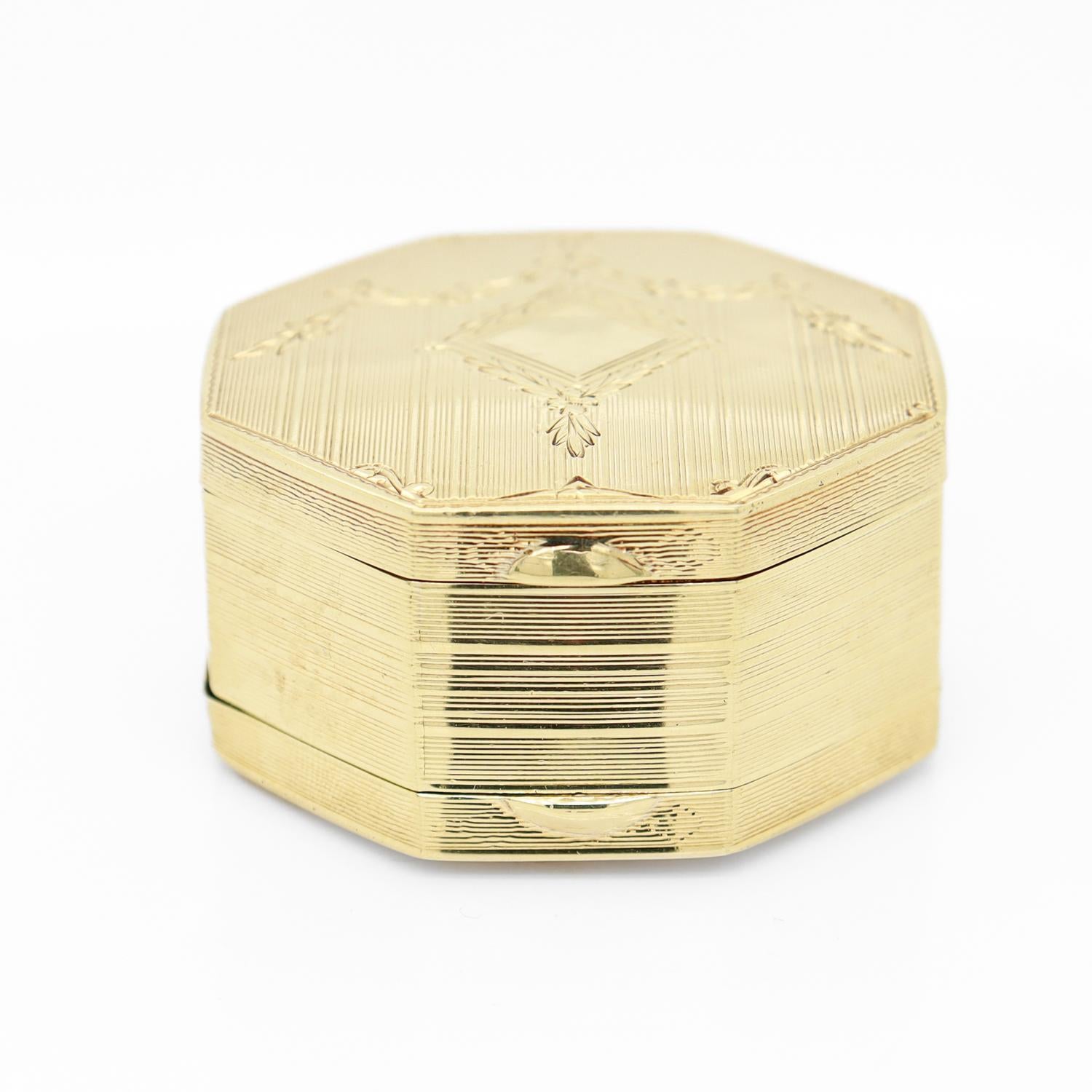 Antike achteckige, achteckige Art-Déco-Damen-Doppel kompakte 14k Gold Damen-Kollektion 4