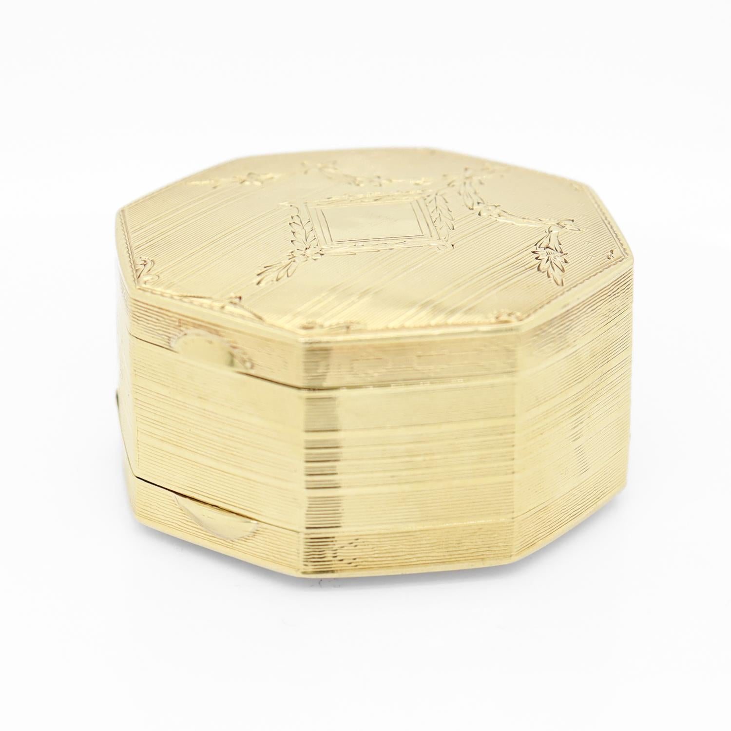 Antike achteckige, achteckige Art-Déco-Damen-Doppel kompakte 14k Gold Damen-Kollektion 5