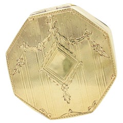 Antike achteckige, achteckige Art-Déco-Damen-Doppel kompakte 14k Gold Damen-Kollektion