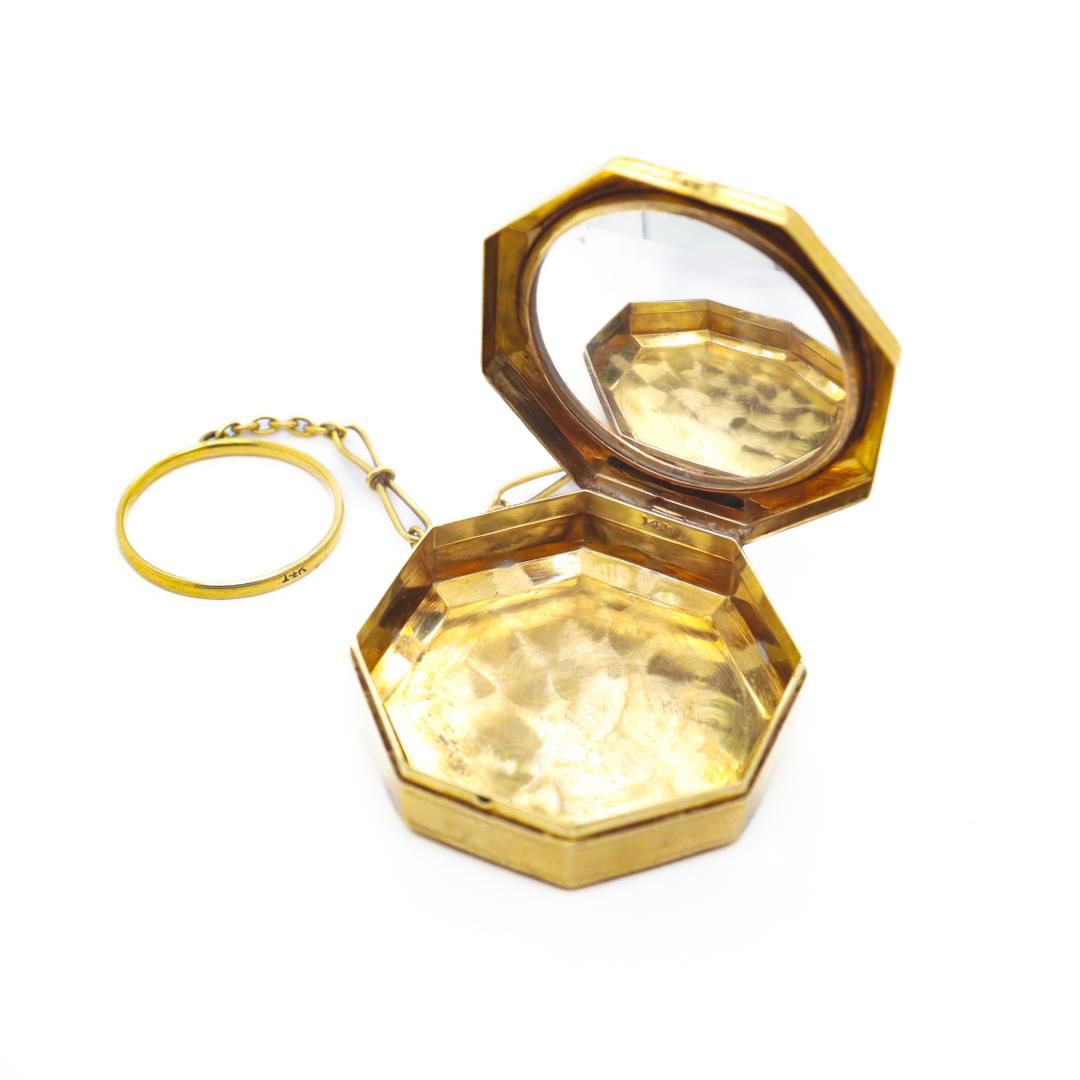 Antique Art Deco Octagonal 14k Gold Ladies' Finger Ring Compact For Sale 7