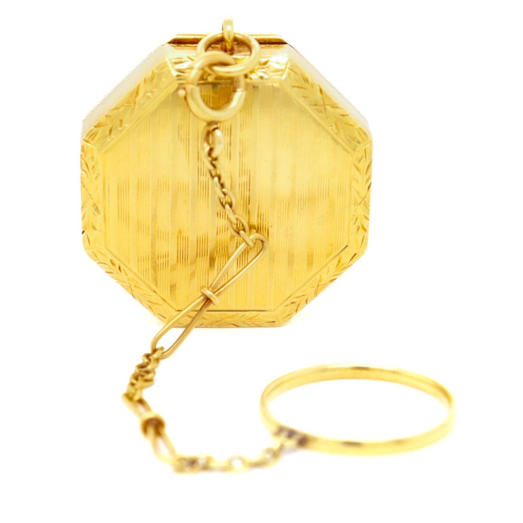 Antique Art Deco Octagonal 14k Gold Ladies' Finger Ring Compact For Sale 4