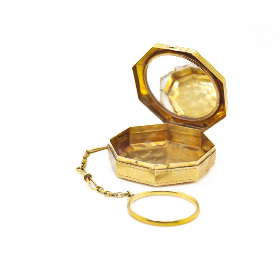 Antique Art Deco Octagonal 14k Gold Ladies' Finger Ring Compact For Sale 5