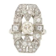 Antique Art Deco Old Cut Diamond Dress Ring Set in Platinum