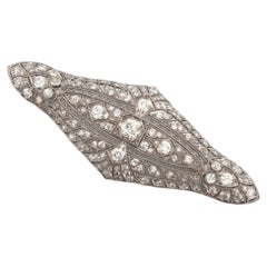 Antique Art Deco Old European Cut 5.48ctw Platinum Natural Diamond Brooch