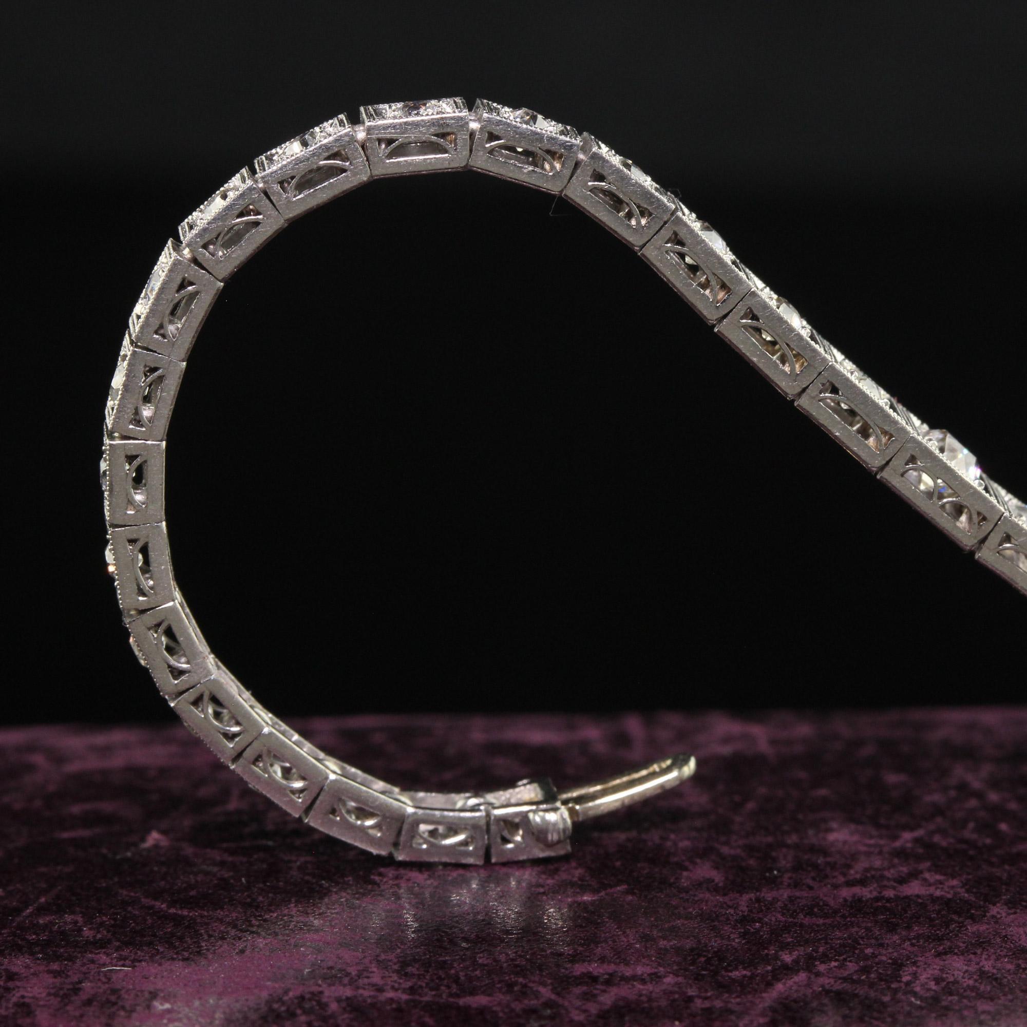 Antique Art Deco Old European Cut Diamond Graduated Line Bracelet 1