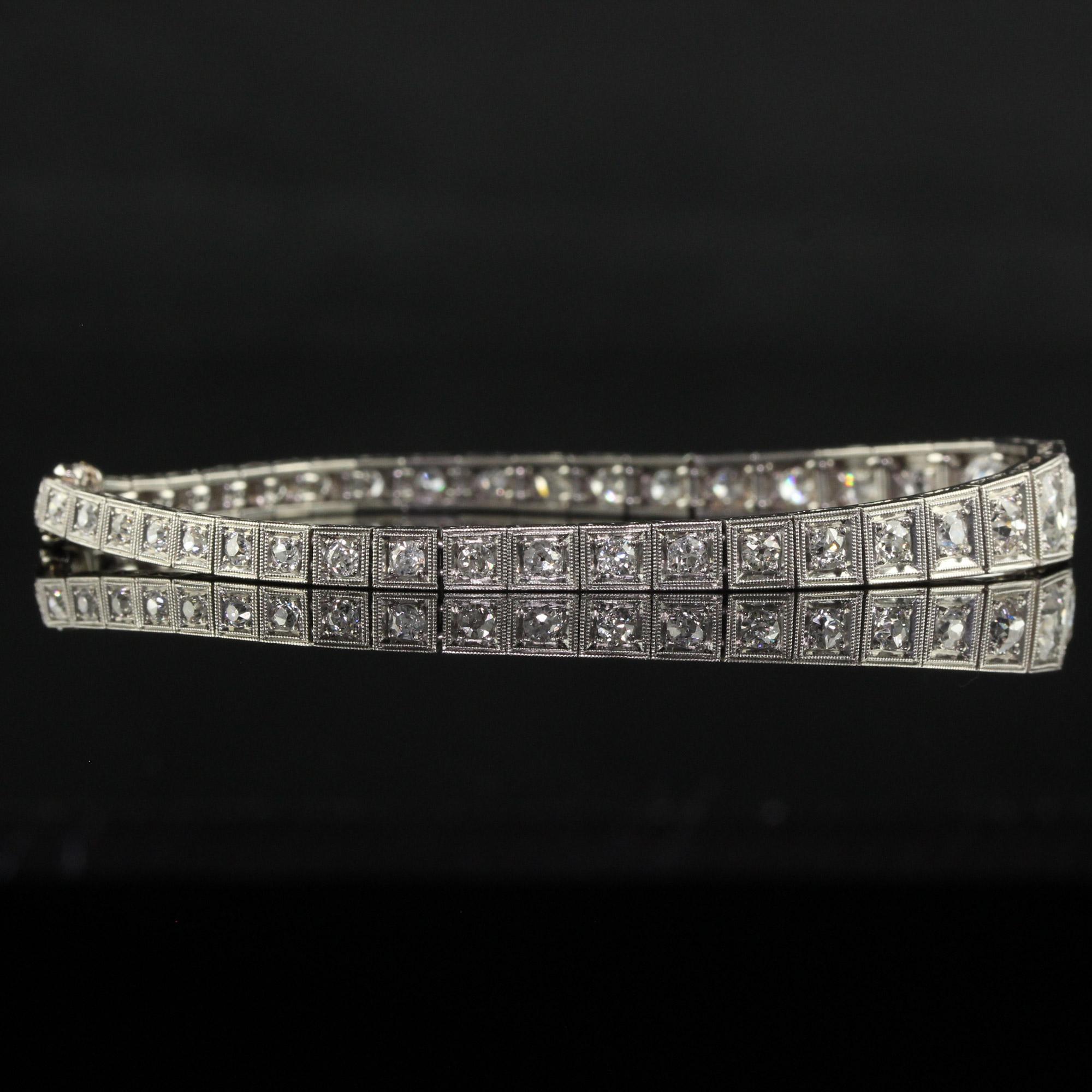 Antique Art Deco Old European Cut Diamond Graduated Line Bracelet 4