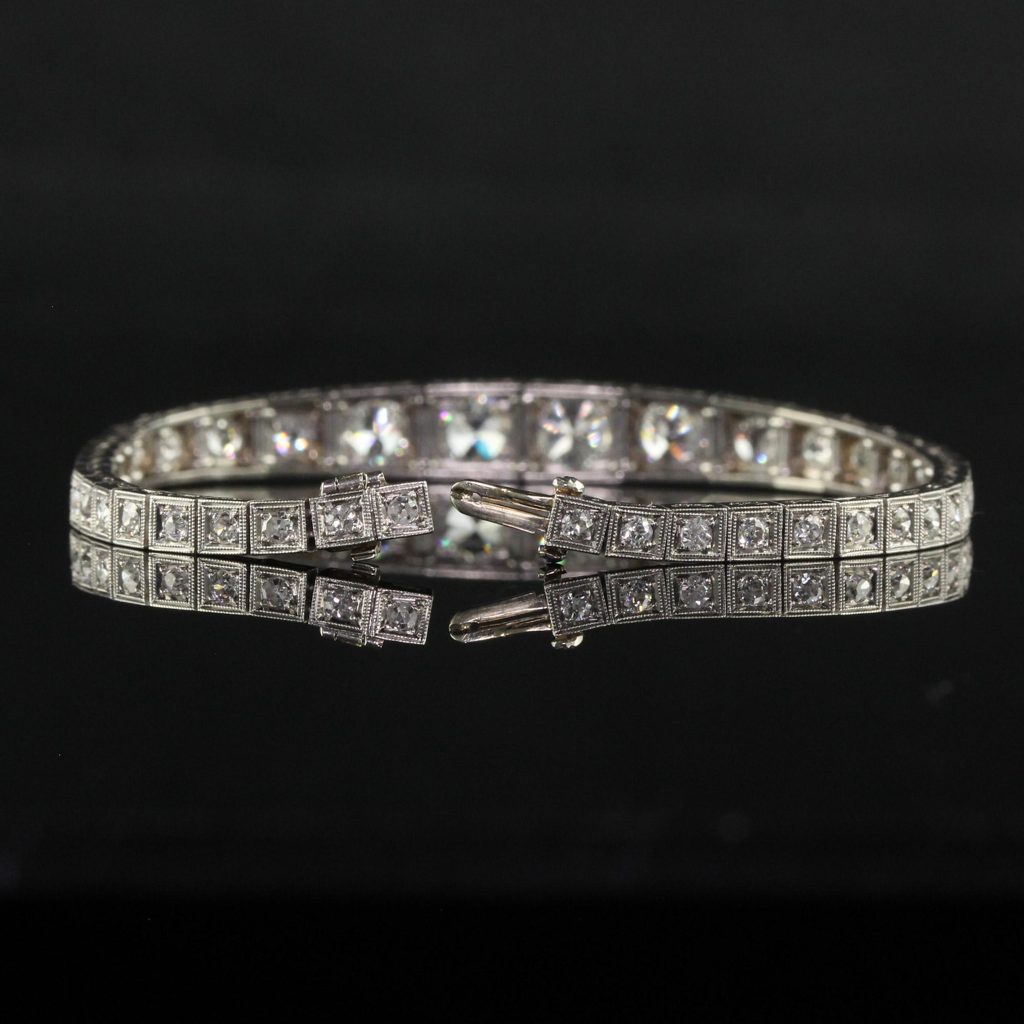 Antique Art Deco Old European Cut Diamond Graduated Line Bracelet 5