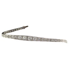 Antique Art Deco Old European Cut Diamond Graduated Line Bracelet