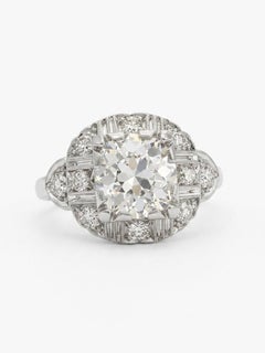 Antique Art Deco Old European Cut Diamond Ring in Platinum