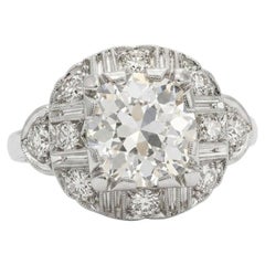 Bague ancienne Art Deco en platine avec diamant de taille européenne