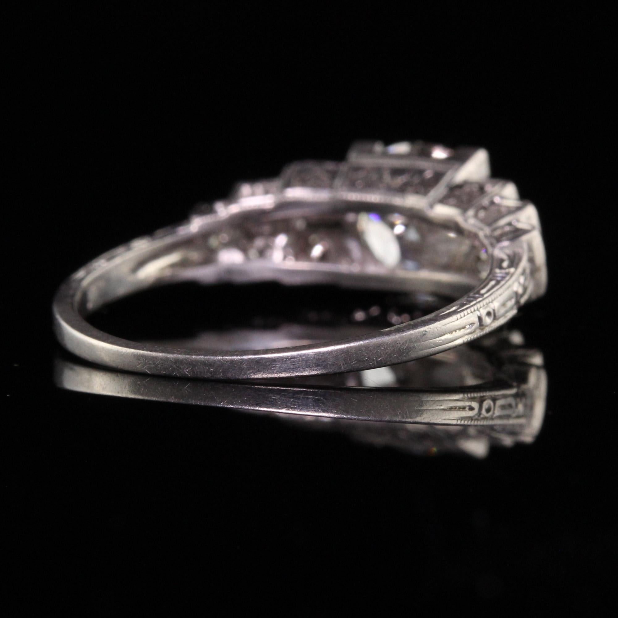 Antique Art Deco Old European Diamond Filigree Engagement Ring, GIA 1