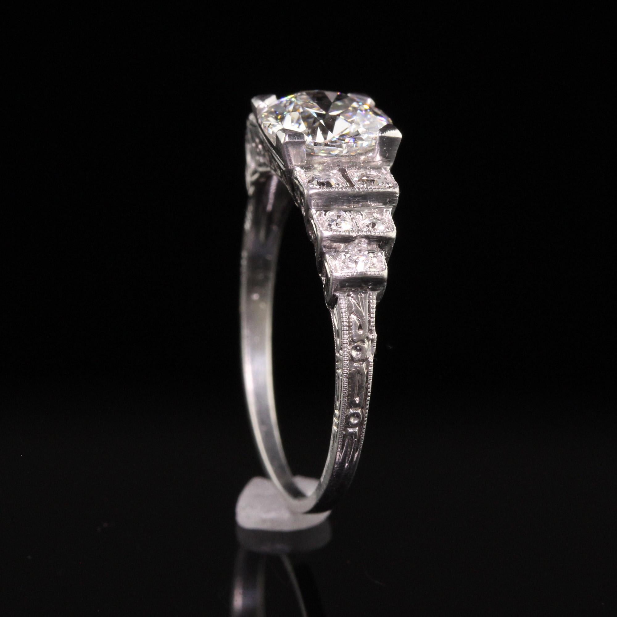 Antique Art Deco Old European Diamond Filigree Engagement Ring, GIA 2