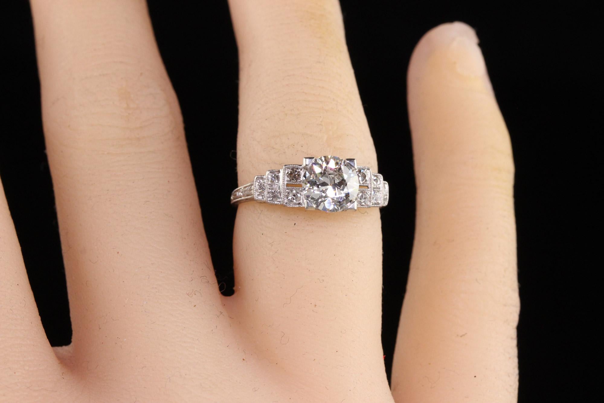 Antique Art Deco Old European Diamond Filigree Engagement Ring, GIA 3