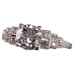 Antique Art Deco Old European Diamond Filigree Engagement Ring, GIA