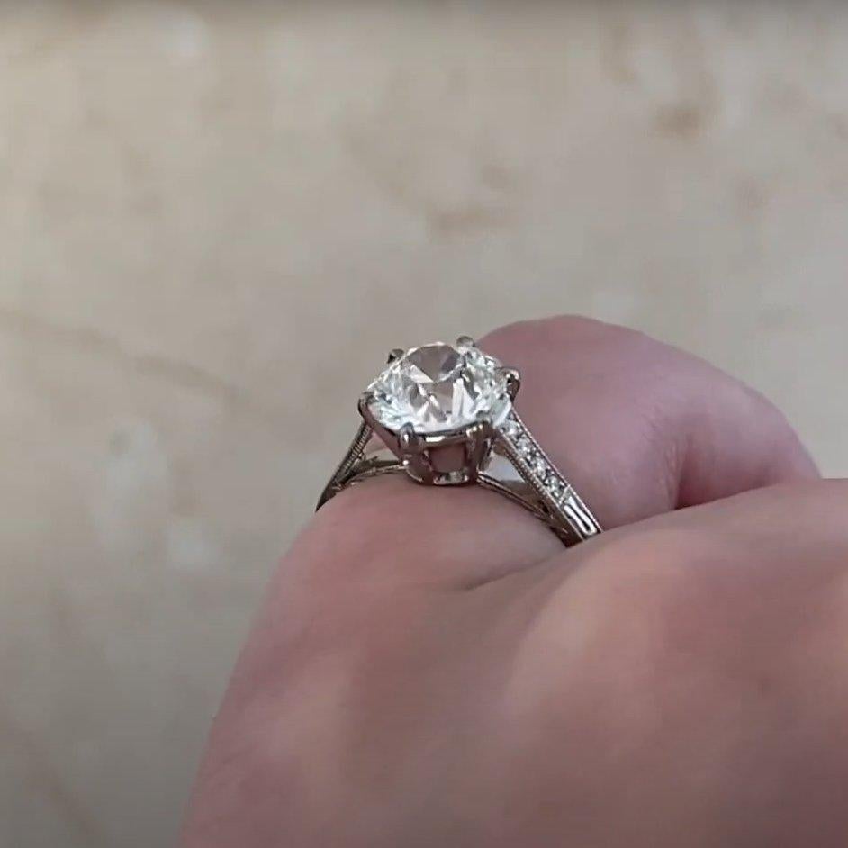 Bague Art déco ancienne européenne avec diamants (environ 1,70 carat), platine Pour femmes en vente