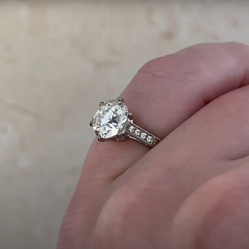 Bague Art déco ancienne européenne avec diamants (environ 1,70 carat), platine en vente 1