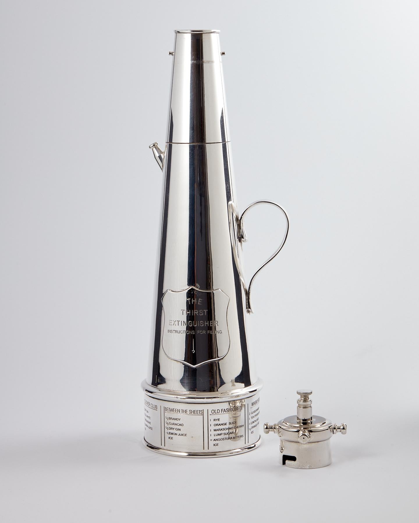 Antiguo Extintor Art Decó Coctelera Mappin & Webb Circa 1930 en venta 2