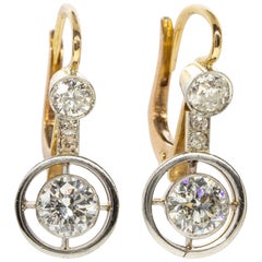 Antique Art Deco Old Mine Diamond Earrings