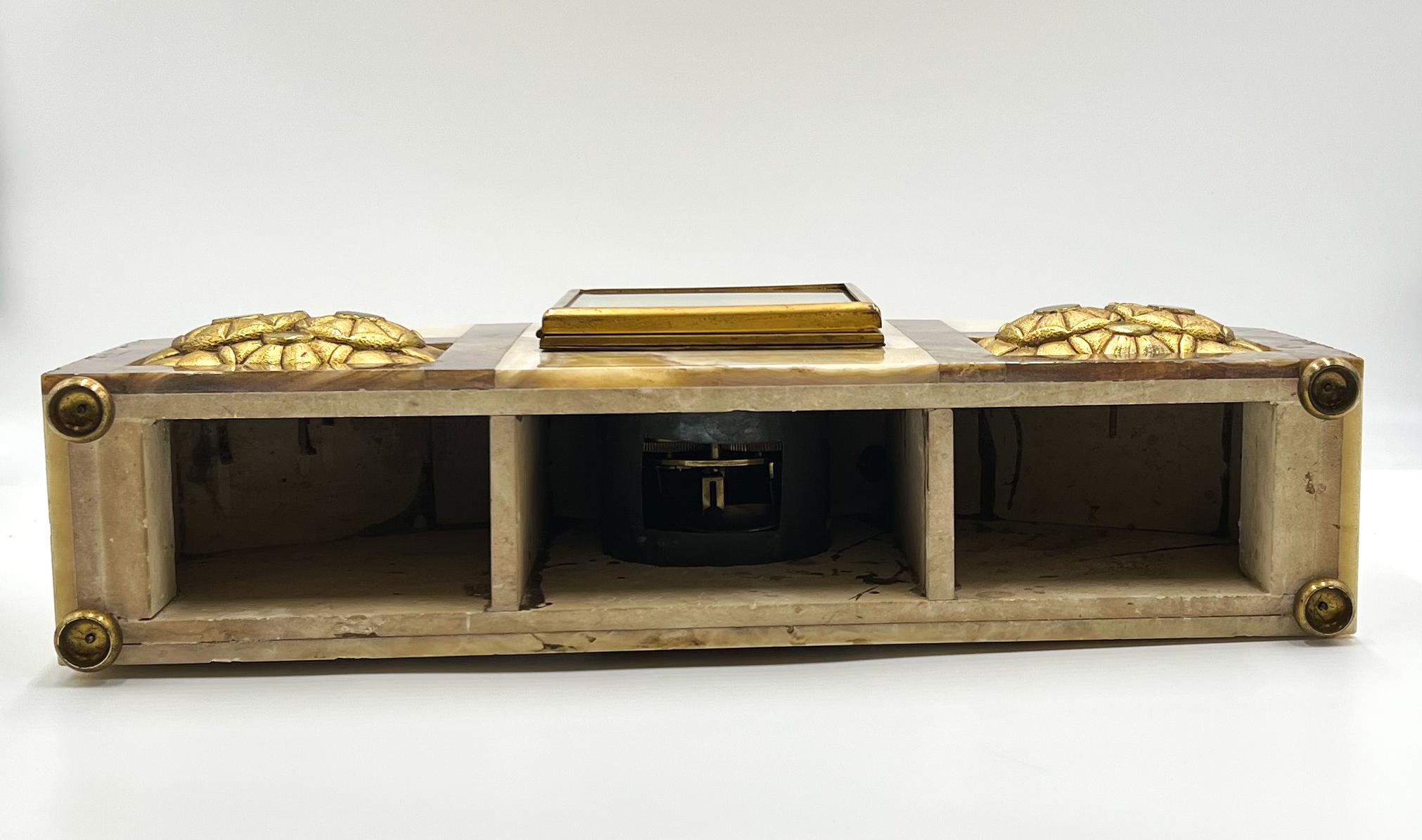 Antique Art Deco Onyx and Marble Tabletop Clock For Sale at 1stDibs