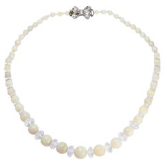 Antique Art Deco Opal Rock Crystal Bead Necklace
